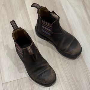 Blundstone Brown Leather Kids Chelsea Boots with Multicolor Stripes